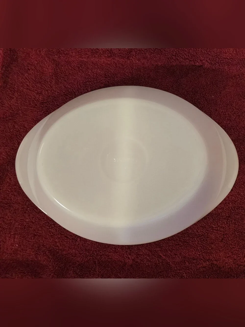 Vintage Glasbake White Milk Glass Oval Divided Casserole Dish J-2352